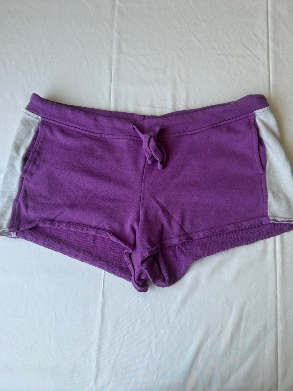 Fabletics Purple Athletic Shorts with Light Gray Side Panels